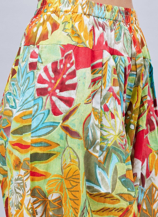 WineRed Floral Printed Pure Cotton Kurti With Salwar For Women - Image 3