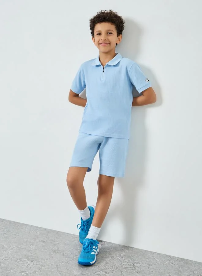 Styli Boys Blue Cotton Polo and Shorts Set