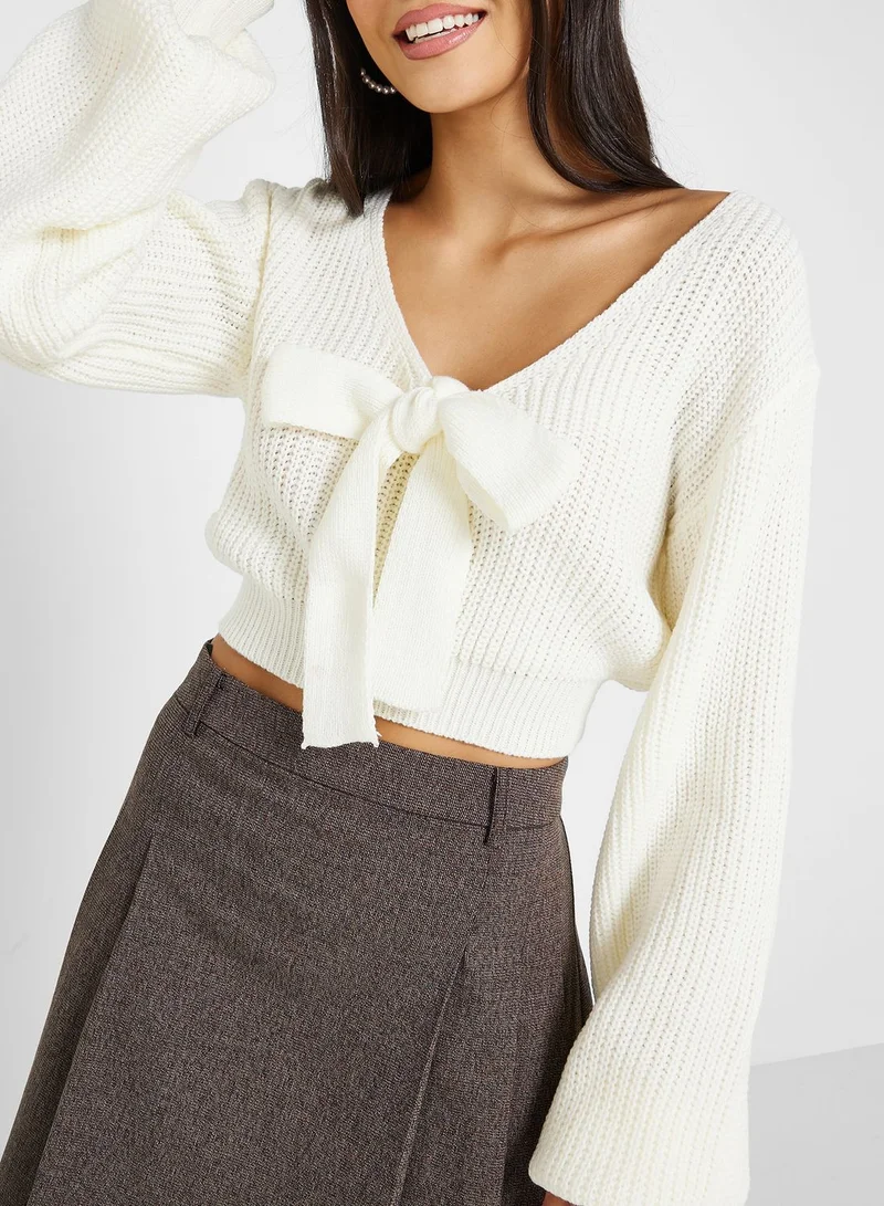 Ginger Tie Front Cropped Sweater