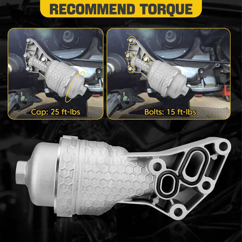 YEHERIT 26300-3LAA0 Upgrade Full Aluminum Oil Filter Housing Compatible with Hyundai 14-16 Genesis 17-20 Genesis G80 20-23 Palisade Kia 17-20 Cadenza 19-20 Sorento 19-21 Sedona 20-24 Telluride OE# 263003LAA0 - Image 5