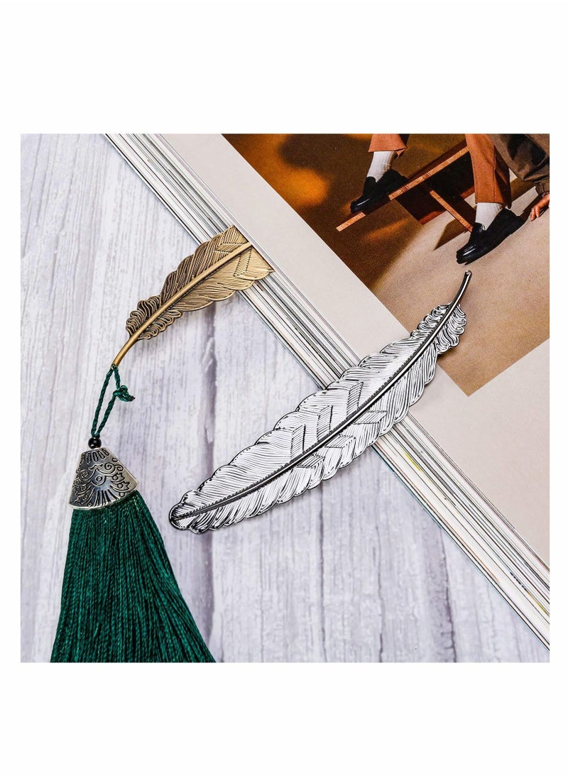 Feather metal bookmarks, assorted bookmark, simple and elegant thin style, used for reading, gifts, markers, schools, adults and children (with holes, 7 pieces)