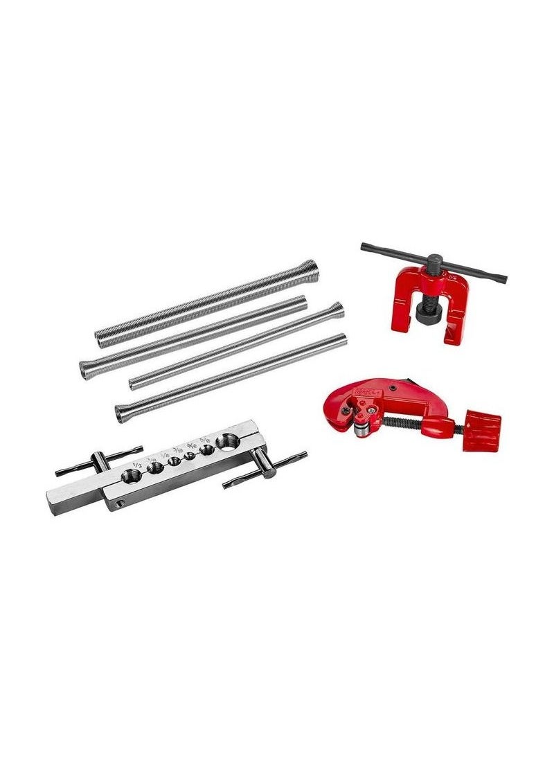 7 Pcs Professional Grade Flaring Tool Set Heavy Duty Brake Line Flaring Tool Kit & Swage Tool, Flare Tool with Tubing Straightener or Cutter With Box  Product description
