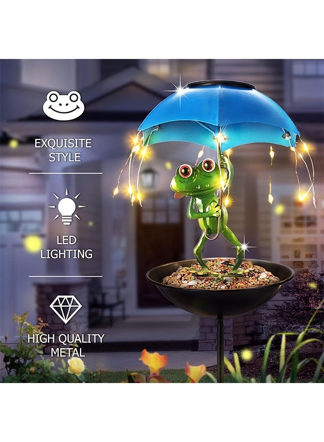 هومستر تمثال الضفدع ضوء شارع الطاقة الشمسية، مغذي الطيور في الهواء الطلق، زخرفة الحديقة مع سلسلة ضوء ليد، ضوء القناة المغذية للطيور الطنانة، مناسبة للجزر والمروج والمصاطب - Image 2