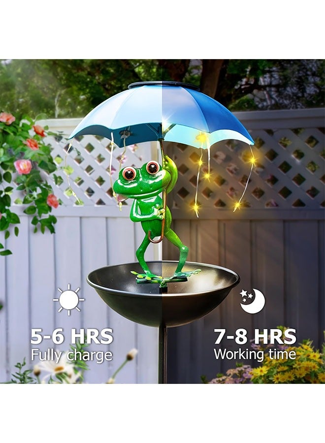 هومستر تمثال الضفدع ضوء شارع الطاقة الشمسية، مغذي الطيور في الهواء الطلق، زخرفة الحديقة مع سلسلة ضوء ليد، ضوء القناة المغذية للطيور الطنانة، مناسبة للجزر والمروج والمصاطب - Image 4