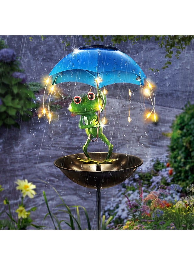 هومستر تمثال الضفدع ضوء شارع الطاقة الشمسية، مغذي الطيور في الهواء الطلق، زخرفة الحديقة مع سلسلة ضوء ليد، ضوء القناة المغذية للطيور الطنانة، مناسبة للجزر والمروج والمصاطب - Image 5