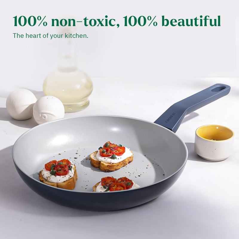 Ember Cookware مقلاة سيراميك أركيلا 24 سم | أدوات طهي غير لاصقة | مقلاة غير سامة مع غطاء زجاجي | معتمدة من ISI | مقلاة سيراميك للطهي | 1x ملعقة مسطحة | خالية من PFAS و PTFE | آمنة للاستخدام على الموقد الحثي | خضراء - Image 5