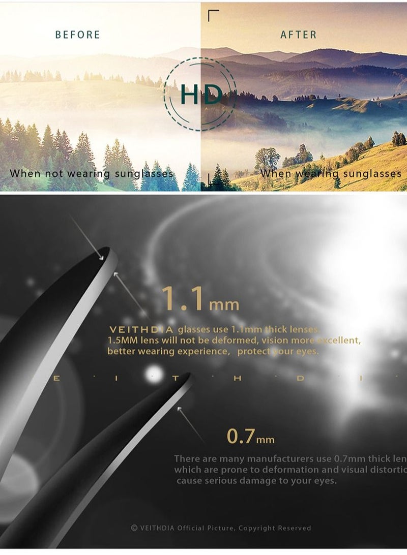 Veithdia نظارات شمسية مستقطبة للرجال، نظارات شمسية مقاومة للأشعة فوق البنفسجية، نظارات شمسية مضادة للانزلاق للعين - Image 5
