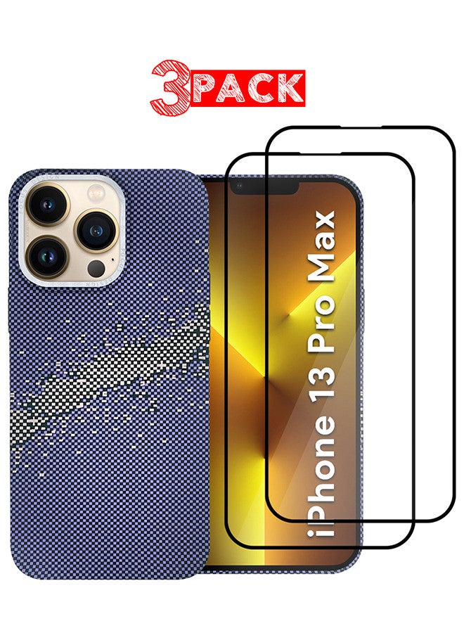 CATANES iPhone 13 Pro Max 3Packs Case Cover with a Caseless Feel, Glow in The Dark, Aramid Fiber Woven / X Aries - Milky Way Blue - Image 1