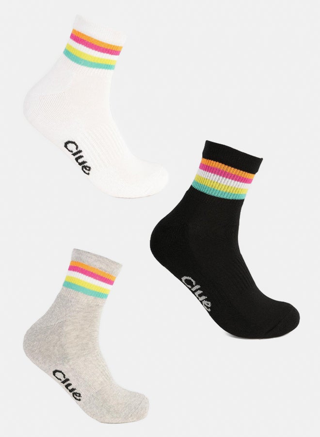 Clue Striped Quarter Length Socks - 3 Pairs  - Image 4