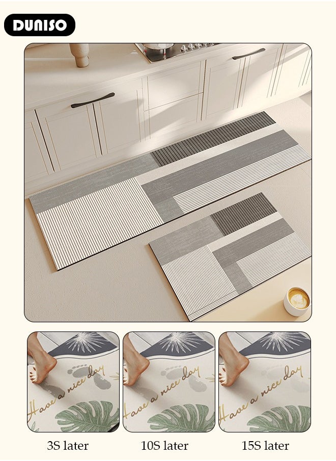 DUNISO - 2 PCS  Kitchen Mats and Rugs Set , Non Slip Heavy Duty Standing Mat, Quick Dry Diatom Mud Floor Mat,  Extra Soft and Absorbent Floor Mats for  Kitchen, Bath, Office, Laundry(40*60cm+40*120cm) - Image 1
