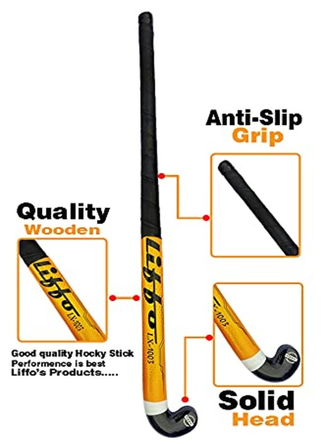 Liffo® Hockey Sticks for Men and Women Practice and Beginner Level with Ball (L-36 Inc) Yellow - Image 2