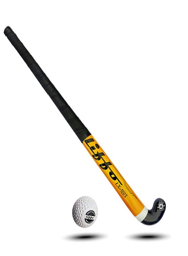 Liffo® Hockey Sticks for Men and Women Practice and Beginner Level with Ball (L-36 Inc) Yellow - Image 1