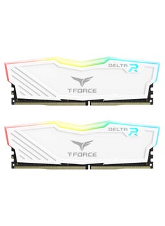 تيم جروب مجموعة ذاكرة عشوائية TeamGroup T-Force Delta RGB 2x16GB 3200MHz (3200MT/s) CL16 باللون الأبيض، 32 جيجابايت DDR4 RAM، ذاكرة ألعاب سطح المكتب، مبدد حراري معدني، مزامنة ARGB، XMP 2.0، لوحدة المعالجة المركزية Intel/AMD، وحدة عالية الأداء ومنخفضة زمن الوصول  - Image 1
