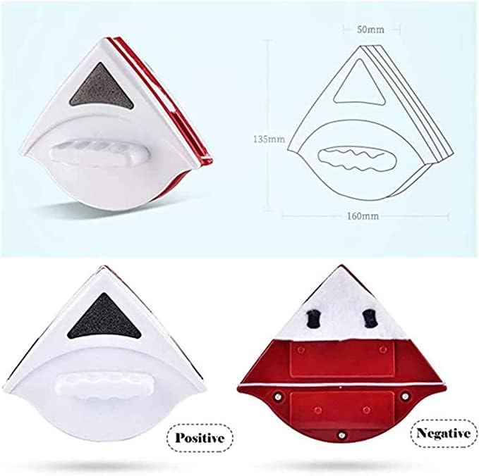 Tendula Magnetic Window Cleaner DoubleSided Wiper with 2 Extra Cleaning Cotton Squeegee Washing Equipment for Household Cleaner Triangle - Image 4