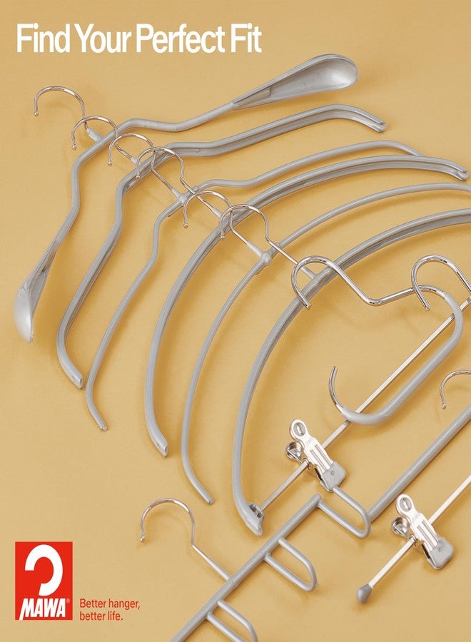 موا علاقات ملابس MAWA Ft Reston Lloyd Silhouette Series مانعة للانزلاق وموفرة للمساحة للقمصان والفساتين، طراز 41/F، مجموعة من 10 قطع، أبيض - Image 3