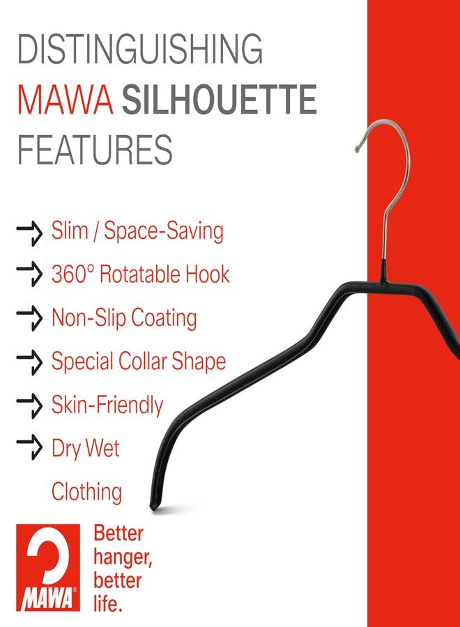 موا علاقات ملابس MAWA Ft Reston Lloyd Silhouette Series مانعة للانزلاق وموفرة للمساحة للقمصان والفساتين، طراز 41/F، مجموعة من 10 قطع، أبيض - Image 2