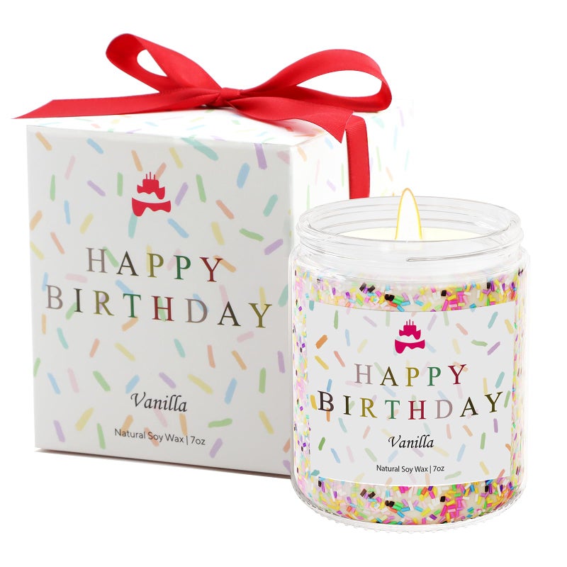 Lihome Happy Birthday Candle - Birthday Gifts for Women, Men, Mom, Dad, Sister, Teacher, Friends - Best Gifts for Her Ideas, Natural Soy Wax Vanilla Scented Candles - Image 1
