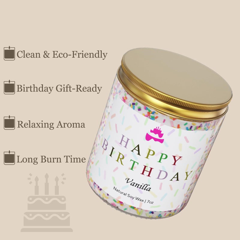 Lihome Happy Birthday Candle - Birthday Gifts for Women, Men, Mom, Dad, Sister, Teacher, Friends - Best Gifts for Her Ideas, Natural Soy Wax Vanilla Scented Candles - Image 3