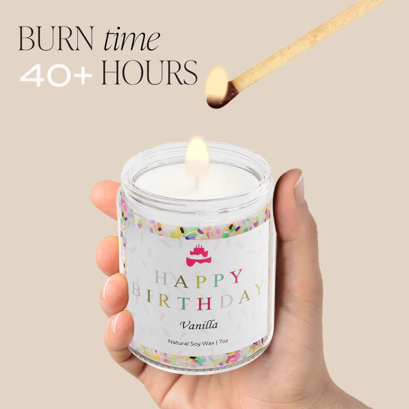 Lihome Happy Birthday Candle - Birthday Gifts for Women, Men, Mom, Dad, Sister, Teacher, Friends - Best Gifts for Her Ideas, Natural Soy Wax Vanilla Scented Candles - Image 5