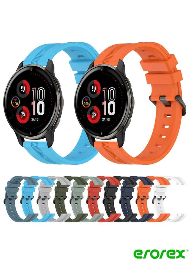erorex Garmin Venu 2 Plus 20mm Concave Striped Slicone Watch Band(Sky Blue)  - Image 3