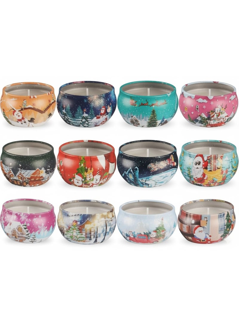 12 pcs Scented Christmas Candle, Christmas Gifts, 2.5 oz, Christmas Candles, Soy Wax Candles, Scented Christmas Set, Scented Candles Small Gifts for Women, Men, and Friends (Multiple Shapes and Colors) - Image 1