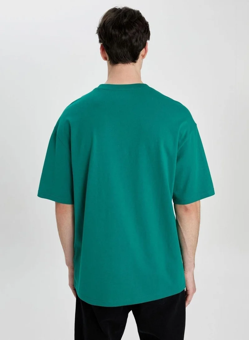 DeFacto Comfort Fit Crew Neck Slogan T-Shirt