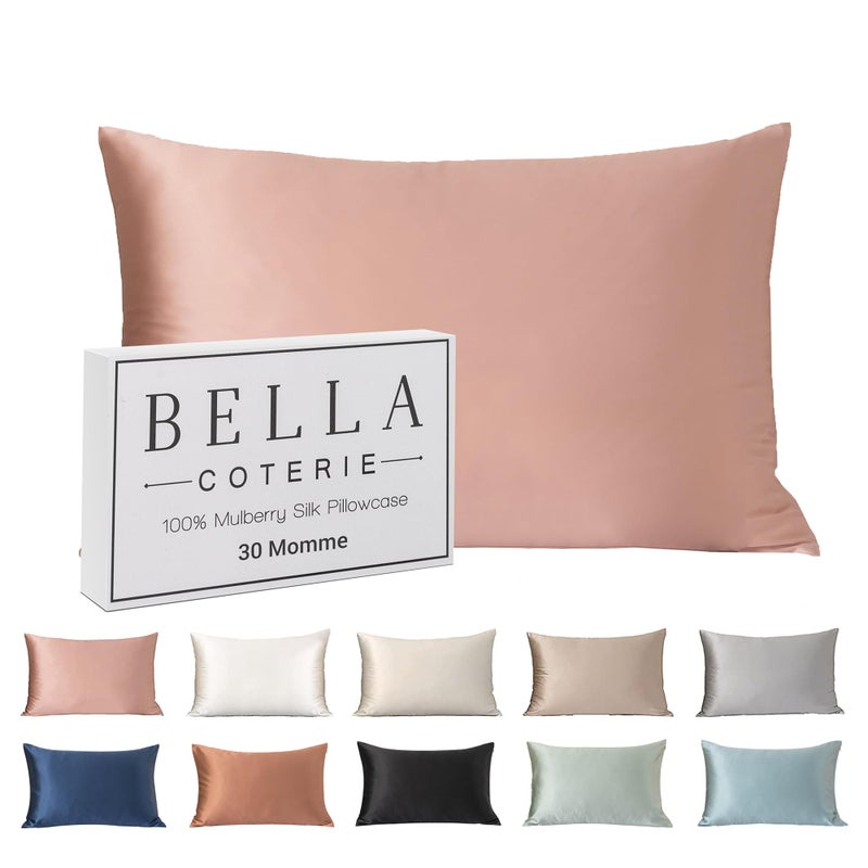 BC BELLA COTERIE Bella Coterie Luxury Silk Pillowcase for Hair and Skin | 30 Momme | 100% Pure 6A Mulberry Silk | Super Soft | Perfectly Plush [Standard  Dusty Rose]  - Image 1