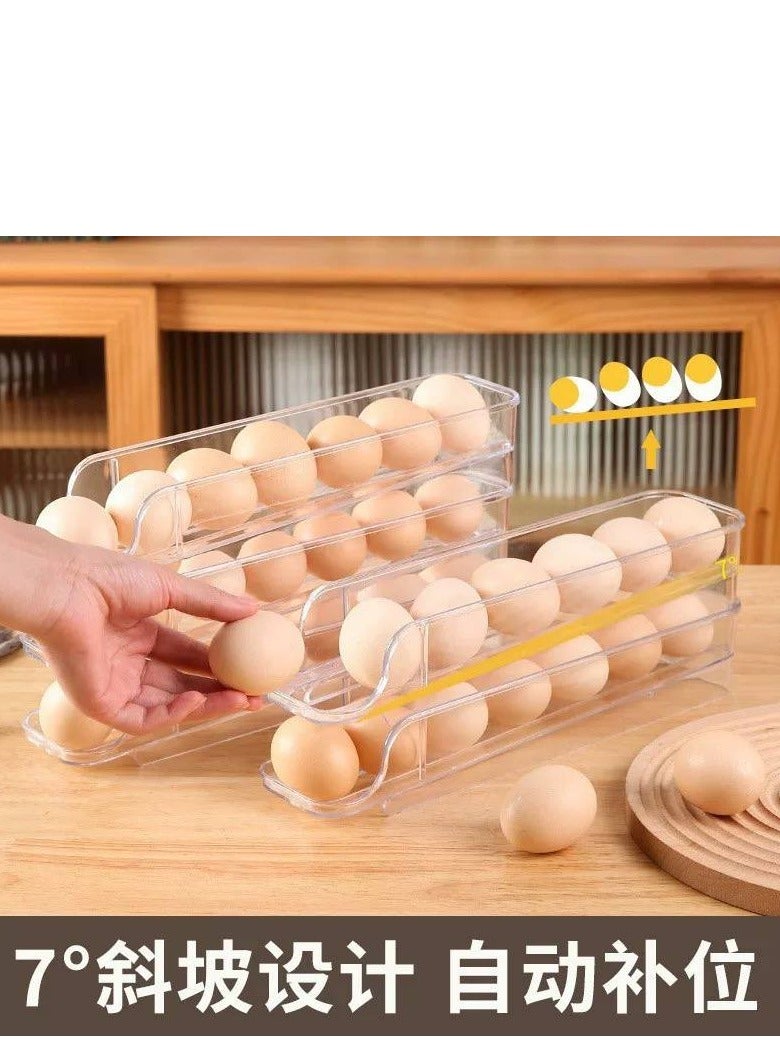 حامل البيض للثلاجة – حاوية تخزين أكريليك تنزلق تلقائيًا لتوفير المساحة (عدد 2 قطعة) - Image 3