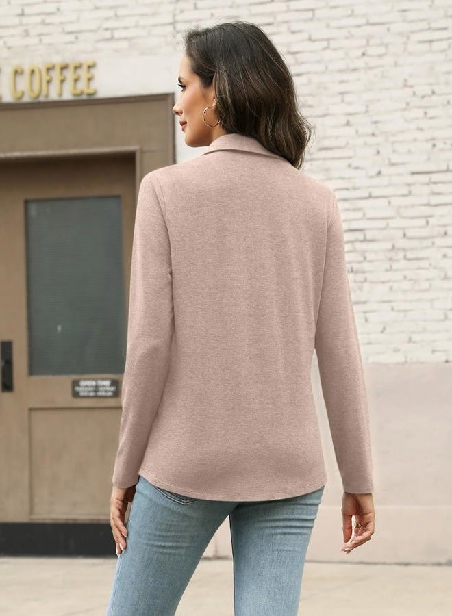 TICTICMISS Womens Long Sleeve Tops Button Down Shirts Dressy Casual Fall Tops Trendy Tunic Tops, Apricot, M - Image 5