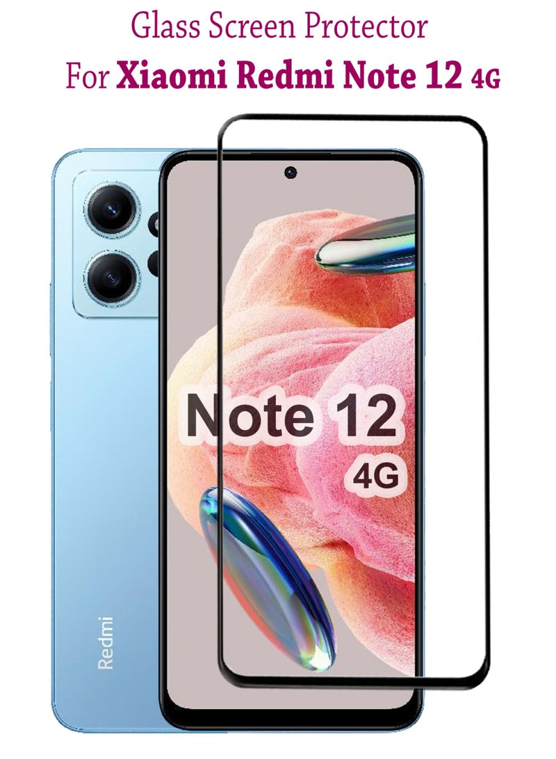 واقي شاشة زجاجي مقوى لهاتف Xiaomi Redmi Note 12 4G - أسود - Image 1
