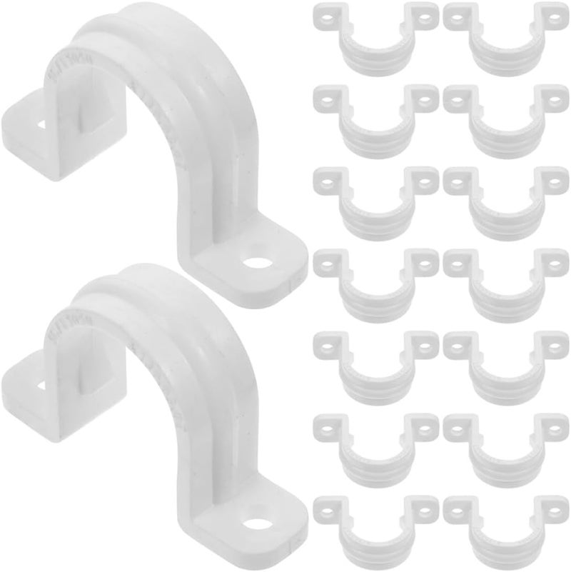 ABOOFAN 30 قطعة من مشابك أنابيب بلاستيكية PVC بقطر 20 مم على شكل حرف U لتثبيت الأنابيب وإدارة الكابلات، مقاومة عالية للتآكل - Image 1