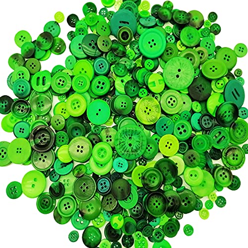 Alfykym 600-700Pcs Green Buttons for Crafts Bulk Green Craft Buttons Assorted Size for Sewing DIY Crafts - Image 1