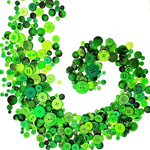 Alfykym 600-700Pcs Green Buttons for Crafts Bulk Green Craft Buttons Assorted Size for Sewing DIY Crafts - Image 4