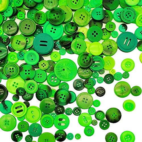 Alfykym 600-700Pcs Green Buttons for Crafts Bulk Green Craft Buttons Assorted Size for Sewing DIY Crafts - Image 3