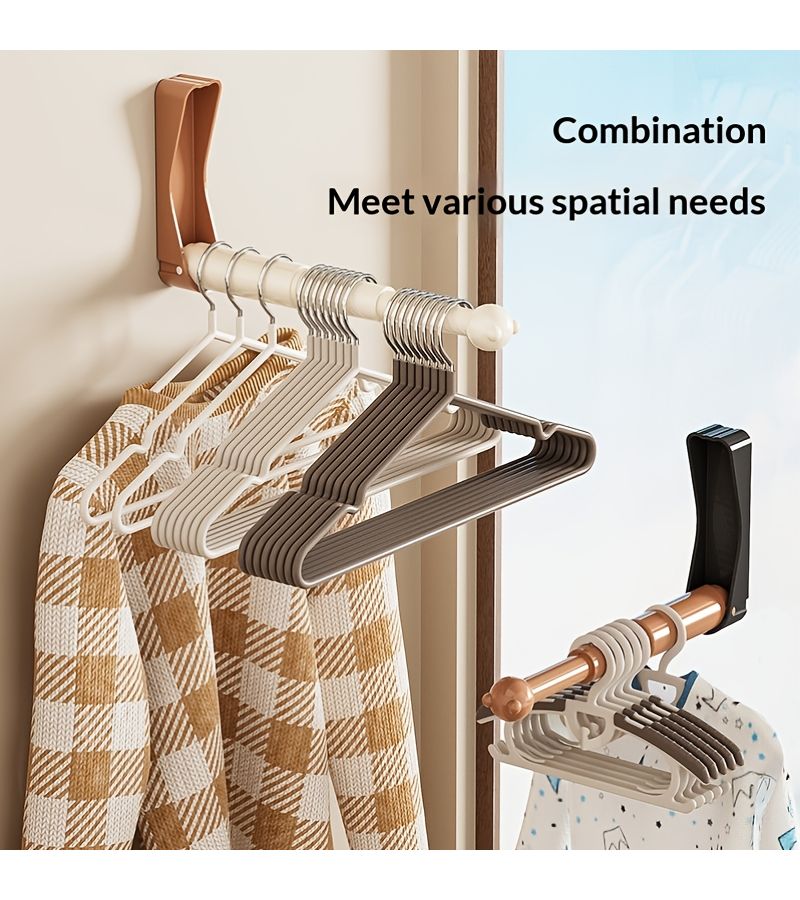 Red Retractable Wall Hanging Clothes Drying Rack Punch Free Household Storage - Image 3