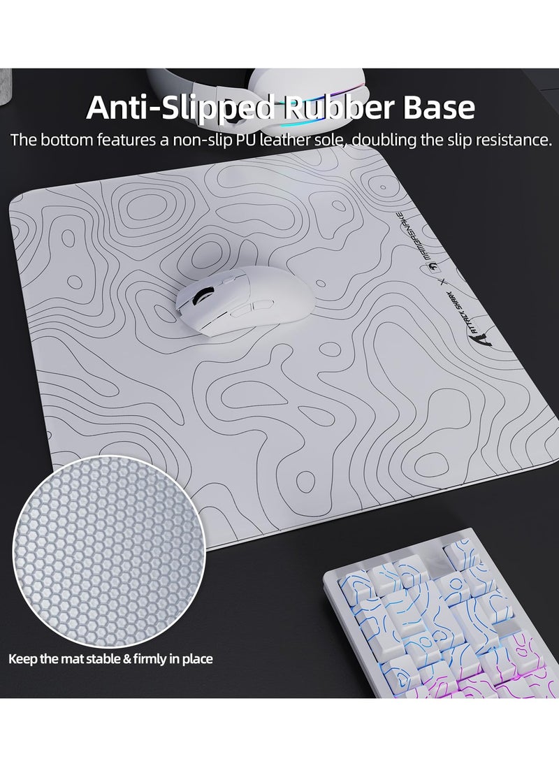 Attack Shark CM05 Contour Glass Gaming Mousepad,Nano-Micro-Etched Texture,Smooth Glass Surface,High Accuracy,Fast-Moving,Anti-Scratch, PU Leather Super Non-Slip Base,Large Size(450×400mm),White  - Image 4
