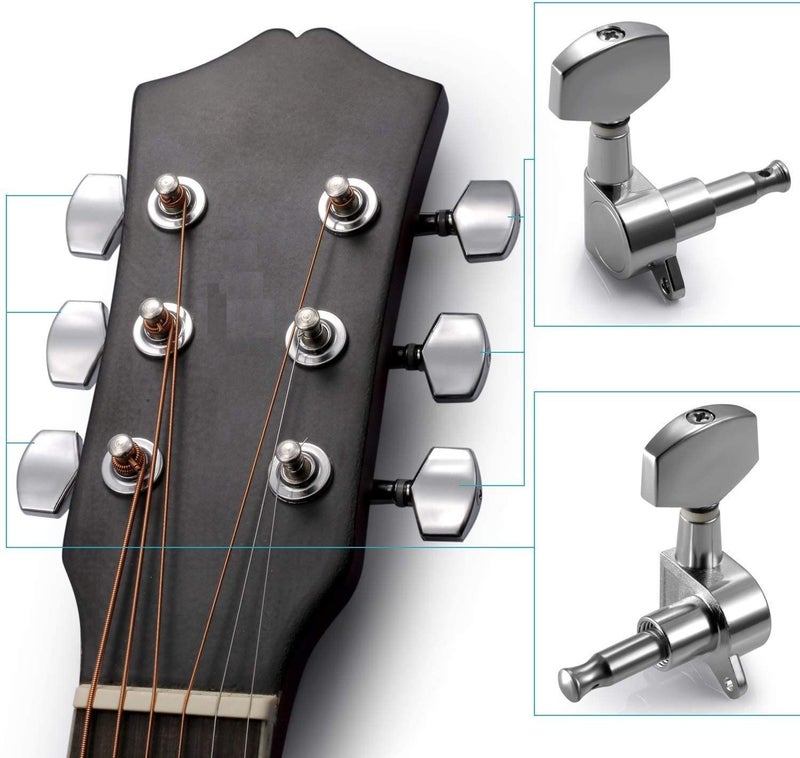 TECHBLAZE Guitar Tuning Pegs Acoustic Guitar Tuning Keys Semiclosed Machine Tuner Heads 3Left+3Right Guitar Keys for Electric and Acoustic-6 Pcs - Image 2