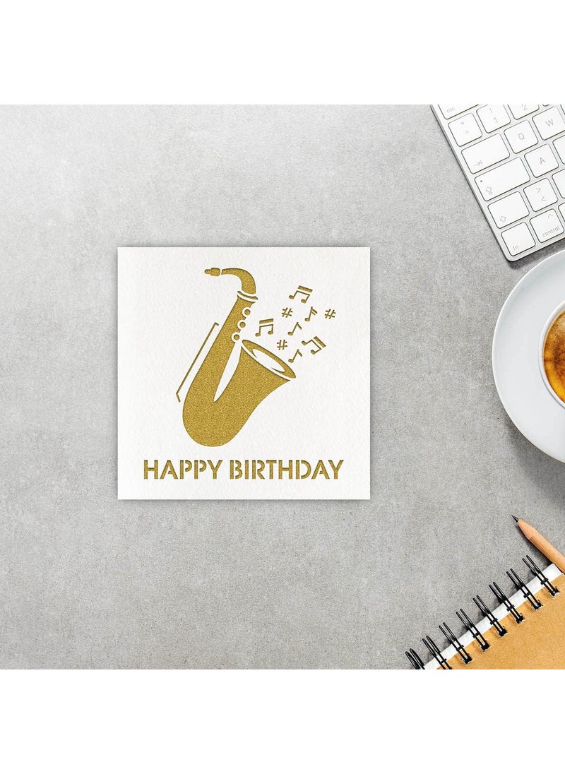 MAGJUCHE MAGJUCHE Saxophone Jazz birthday card gold glitter laser cut musical greeting cards for men women  - Image 3