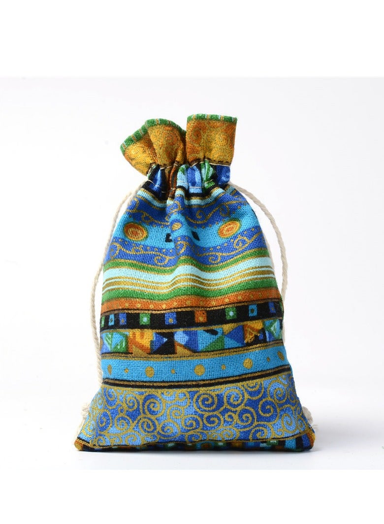 Wendy Return Gifts 1pc Egyptian Pattern Linen Drawstring Bag, Gift Packaging Bag, Jewelry Gift Candy Storage Bag, Multi-color Multi-size To Choose - Image 1