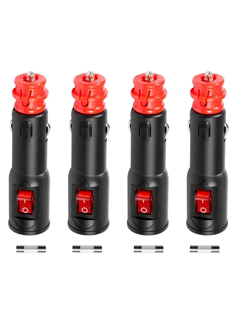 Zikra 4Pcs Car Cigarette Lighter Adapter with Switch, with 10A Fuse Universal Plug for Cigarette Lighter Socket 12V-24V Universal Cigarette Lighter Plug, Random Tinning and Screw Connections. - Image 1