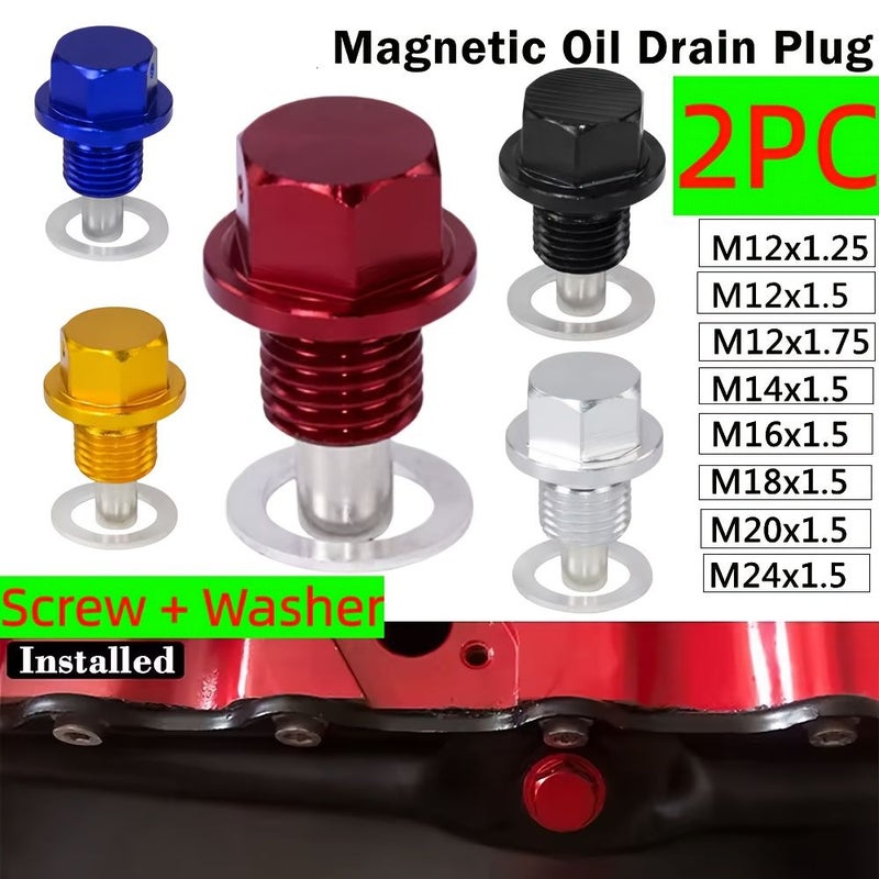 M14x1.5 Yellow Magnetic Drain Plug Aluminum Alloy Oil Pan Nut - Image 1