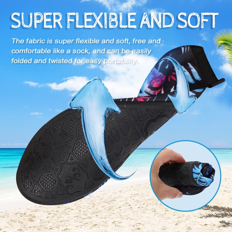 ANLUKE Water Shoes Barefoot Aqua Yoga Socks Quick-Dry Beach Swim Surf Shoes for Women Men Black/Green Leaf 44/45 - Image 5