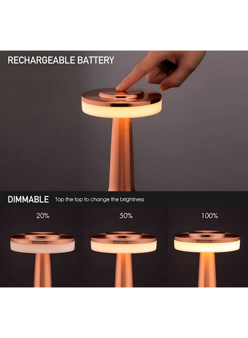 ETRONIK مصباح طاولة LED بتصميم UFO محمول لاسلكي قابل لإعادة الشحن مع إضاءة ليلية قابلة للتعتيم على 3 مستويات، مناسب لغرفة النوم وغرفة المعيشة والمطعم والمقهى والديكور الخارجي، لون ذهبي وردي - Image 5