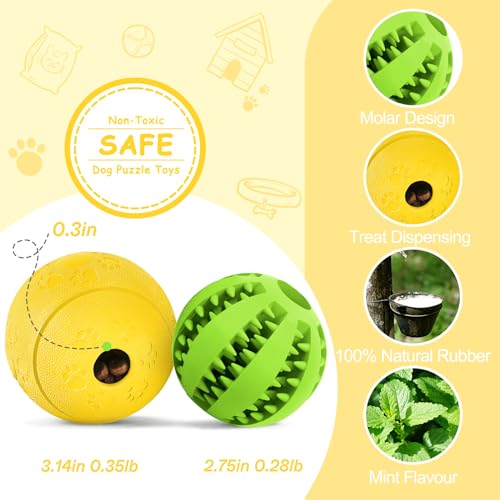 HIPPIH Dog Puzzle Toy 2 Pack, HIPPIH Interactive Dog Toys for Treat Dispensing, Durable Puppy Toys for Teething Small Dogs, Dog Treat Ball for Teeth / Slow Feeder/ IQ Training/ Playing - Image 2