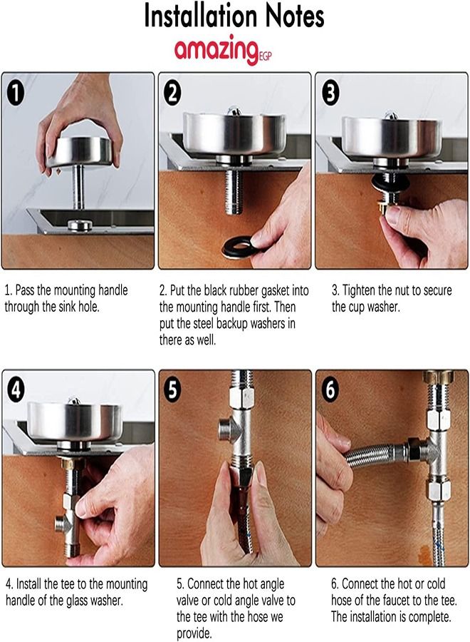 Automatic Cup Rinser with Stainless Steel Attachments, Quick Cup Washer for Kitchen Sink, Next to Kitchen Sink, Automatic Cleaning Tool, Quick Rinse  - Image 3