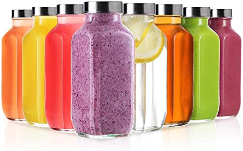 ARUZEN Glass Drink Bottles, Pack of Glass Water Bottles with Lids, Great for storing Juices, Smoothies, beverages, Kombucha and More, Quality Material (2) - Image 1