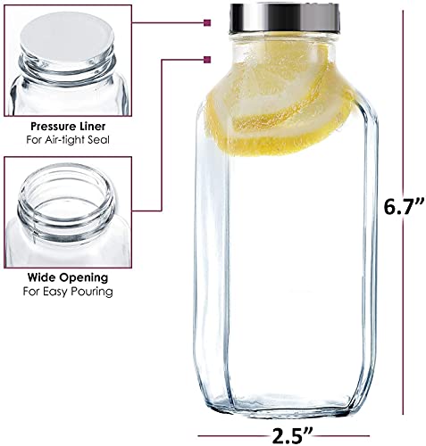 ARUZEN Glass Drink Bottles, Pack of Glass Water Bottles with Lids, Great for storing Juices, Smoothies, beverages, Kombucha and More, Quality Material (2) - Image 5