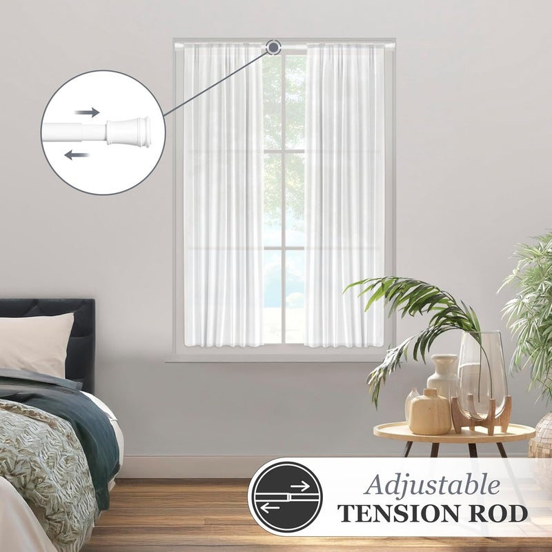 Kenney KN633 Rogers Twist & Fit No Tools Easy to Install Tension Curtain Rod, 28-48" Adjustable Length, White Finish, 5/8" Diameter Steel Tube - Image 4