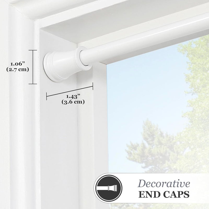 Kenney KN633 Rogers Twist & Fit No Tools Easy to Install Tension Curtain Rod, 28-48" Adjustable Length, White Finish, 5/8" Diameter Steel Tube - Image 5