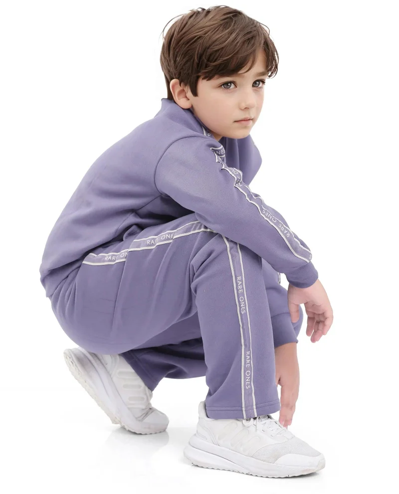 Rare Ones Rare Ones Kids Zeto Light Purple Cotton Poly Applique Drawstring Closure Trackpant